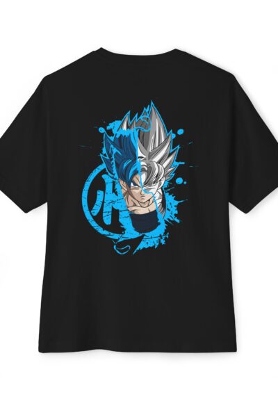 oversized dbz ultra blue and grey t shirt